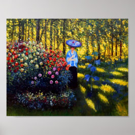 Monet Frau mit Sonnenschirm im Garten Poster