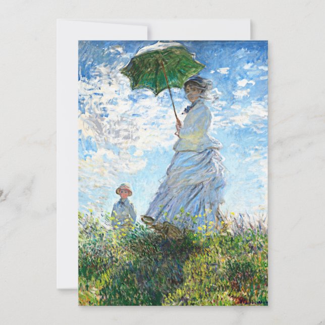 Monet - Frau mit Sonnenschirm, Madame Monet Karte (Vorderseite)