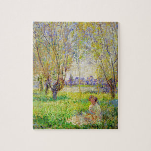 Monet Frau sitzt unter den Weiden Fine Art Puzzle