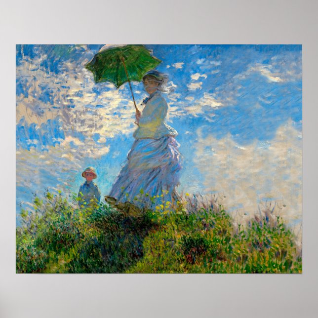 Monet Frau Sonnenschirm Impressionismus Poster (Vorne)