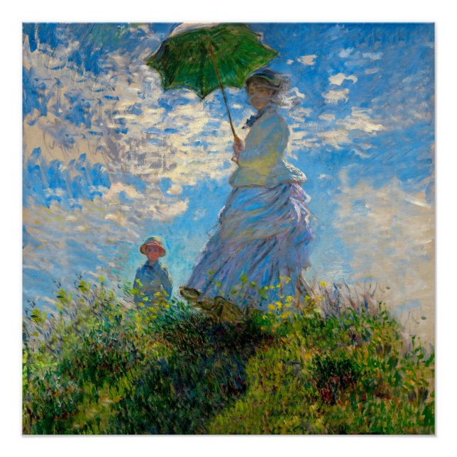 Monet Frau Sonnenschirm Impressionismus Poster (Vorderseite)