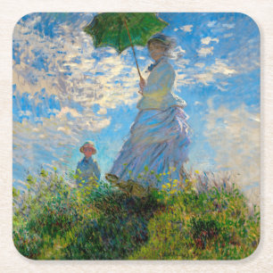 Monet Frau Sonnenschirm Impressionismus Rechteckiger Pappuntersetzer