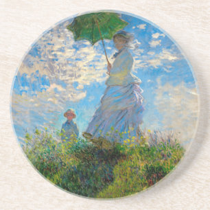 Monet Frau Sonnenschirm Impressionismus Sandstein Untersetzer