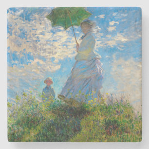 Monet Frau Sonnenschirm Impressionismus Steinuntersetzer