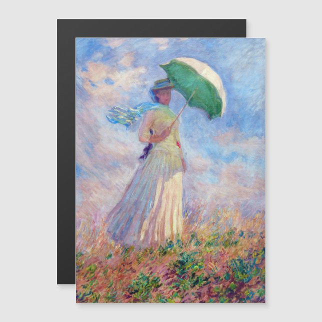 Monet - Frauenparasol rechts Magnetkarte (Vorne/Hinten)