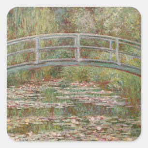 Monet French Japanese Bridge Giverney Quadratischer Aufkleber