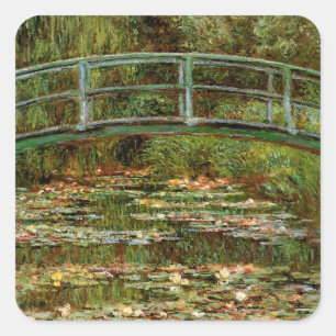 Monet French Japanese Bridge Giverney Quadratischer Aufkleber