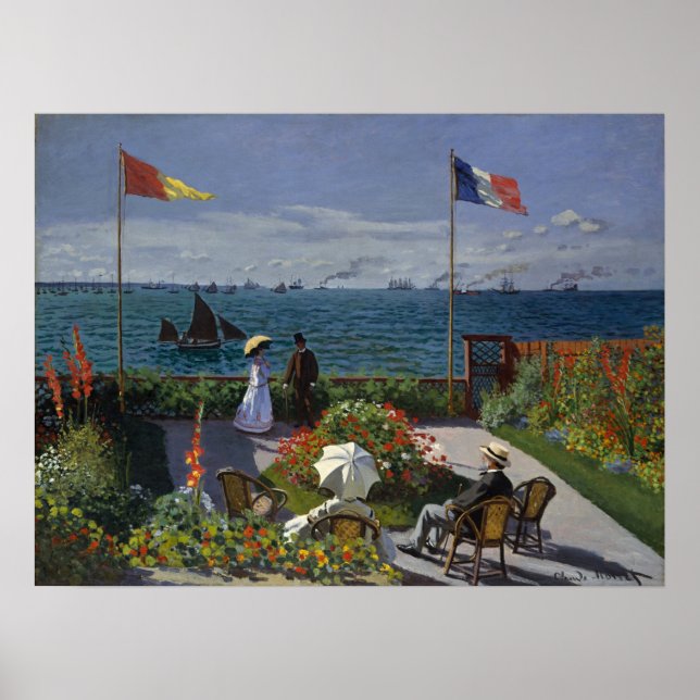 Monet Garden bei Sainte-Adresse Malerei Poster (Vorne)