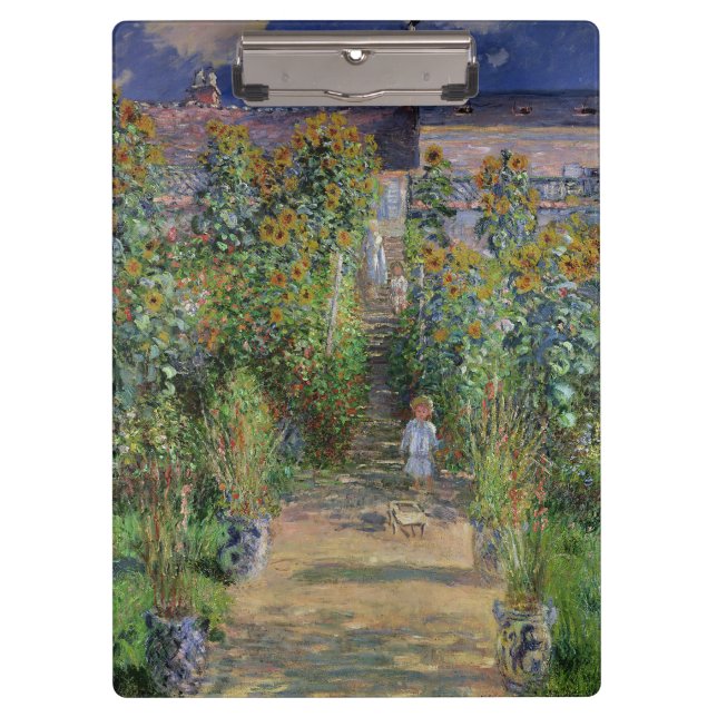 Monet Garden Vetheuil Impressionim Malerei Klemmbrett (Vorderseite)