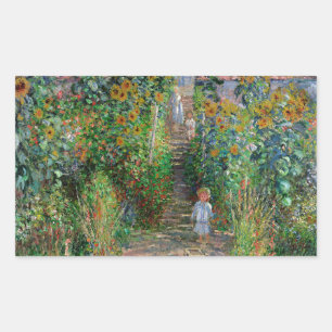 Monet Garden Vetheuil Impressionim Malerei Rechteckiger Aufkleber