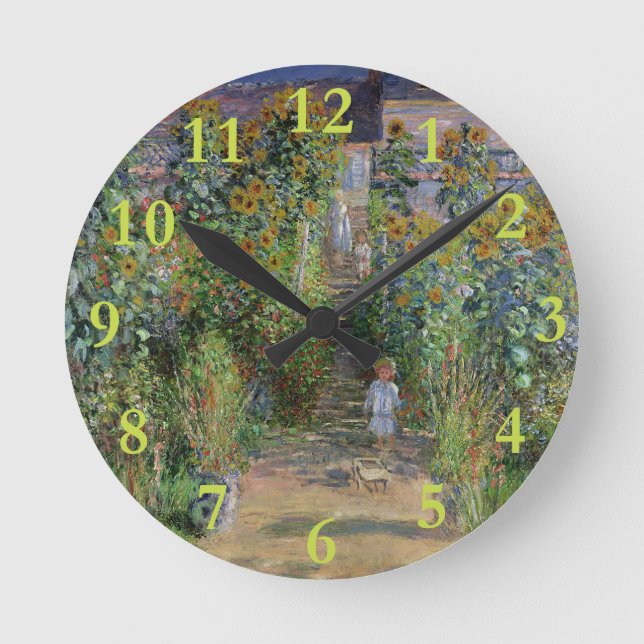 Monet Garden Vetheuil Impressionim Malerei Runde Wanduhr (Vorderseite)