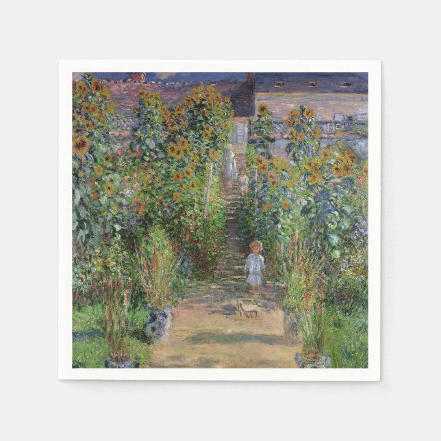 Monet Garden Vetheuil Impressionim Malerei Serviette (Vorderseite)