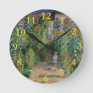 Monet Garten Vetheuil Impressionistisches Blumen G Runde Wanduhr