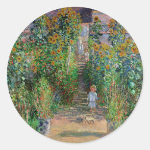 Monet Garten Vetheuil Impressionistisches Blumen G Runder Aufkleber