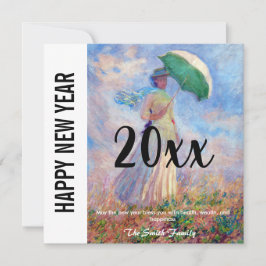 Monet - Glückliches neues Jahr / Frau mit Sonnensc Feiertagskarte