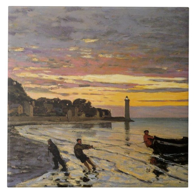 Monet - Hauling a Boat Ashore, Fine Art, Fliese (Vorderseite)