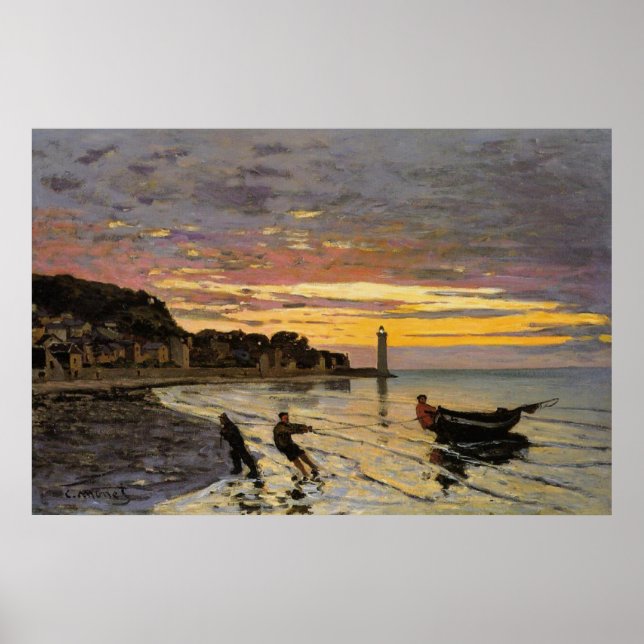 Monet - Hauling a Boat Ashore, Fine Art, Poster (Vorne)