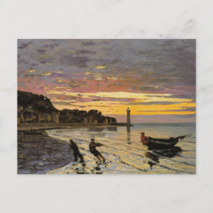 Monet - Hauling a Boat Ashore, Fine Art, Postkarte