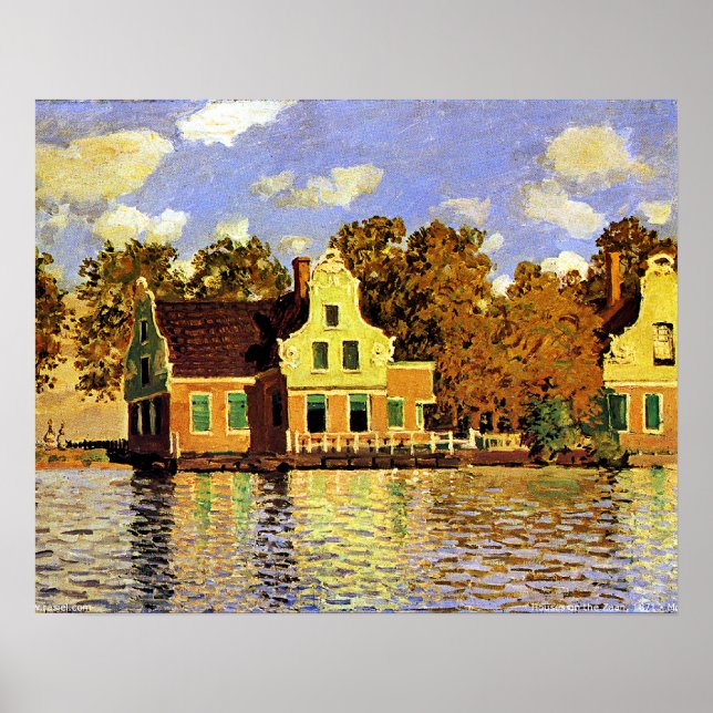 Monet - Häuser am Zaan-Fluss in Zaandam, Poster (Vorne)