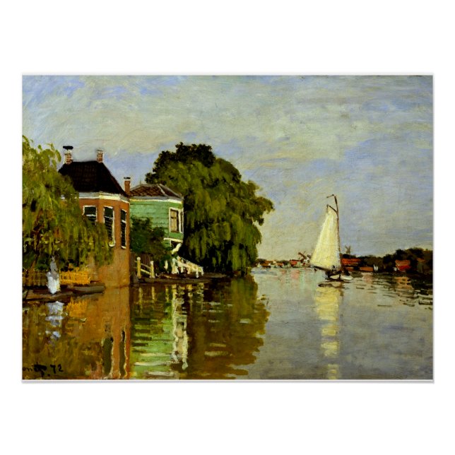 Monet - Häuser auf dem Achterzaan Poster (Vorderseite)