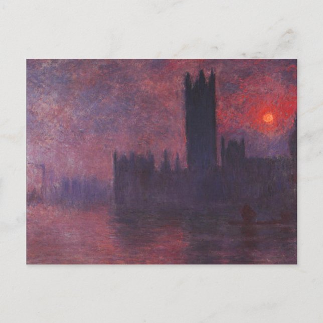 Monet Houses of Parliament at Sunset Postcard Postkarte (Vorderseite)