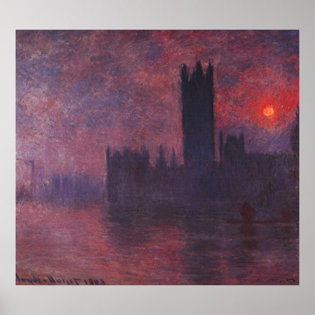 Monet Houses of Parliament at Sunset Poster (Vorne)