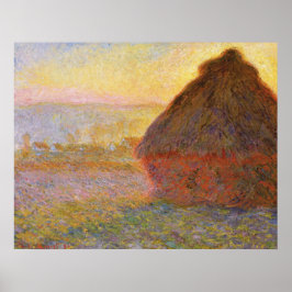 Monet - Hystacks at Sunset - Impressionist Poster