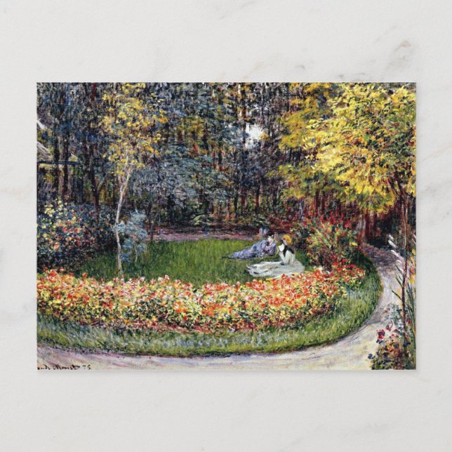 Monet - Im Garten, berühmtes Bild Postkarte (Vorderseite)