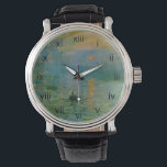 Monet Impression Sunrise Armbanduhr<br><div class="desc">Eindruck: Soleil levant oder "Impression Sunrise" ist der Titel dieses frühen impressionistischen Werks von Claude Monet. Das Bild ist jetzt in der Öffentlichkeit,  und macht eine schöne Armbanduhr. Die römischen Zahlen machen die Uhr leicht lesbar.</div>