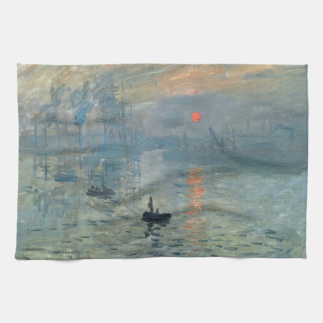 Monet Impression Sunrise Soleil Levant Malerei Geschirrtuch (Horizontal)