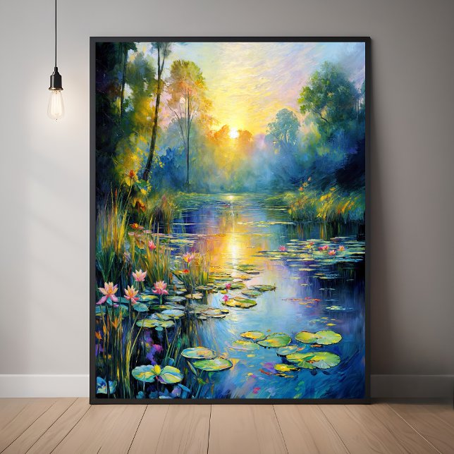 Monet Inspiriert Lily Pond bei Sonnenaufgang Impre Poster (Von Creator hochgeladen)