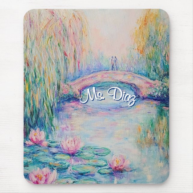 Monet Inspiriert Wasser Lilien und Brücke Mousepad (Vorne)