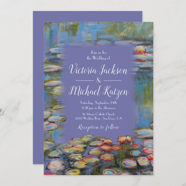 Monet Inspiriert Water Lilies Wedding Einladung (Vorne/Hinten)