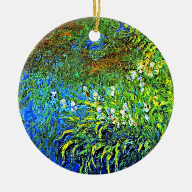 Monet - Iris am See Rose Pond, berühmtes Gemälde Keramik Ornament (Vorne)