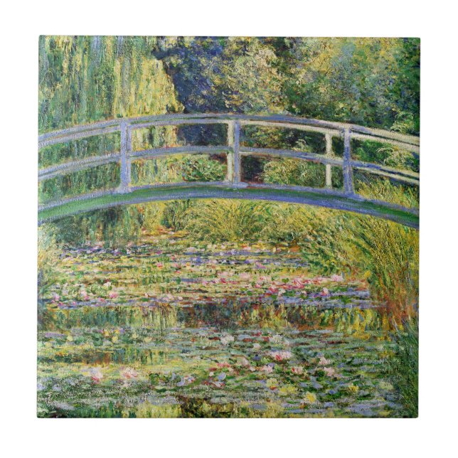 Monet japanische Brücke mit Wasser-Lilien-Fliese Fliese (Vorderseite)