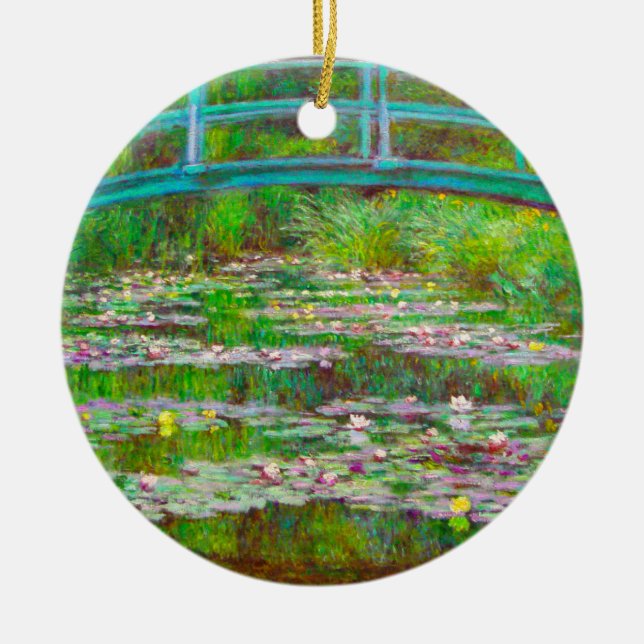 Monet japanische Brücke und Water Lilies Keramik Ornament (Vorne)