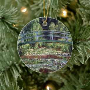 Monet japanische Fußbrücke und Water Lily Pool Keramik Ornament