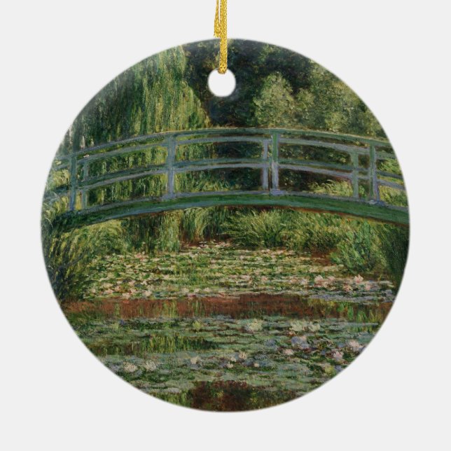 Monet japanische Fußbrücke und Water Lily Pool Keramik Ornament (Hinten)