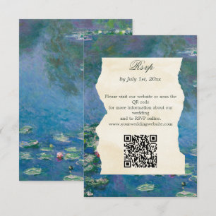 Monet-Kunst Seerosen Hochzeitswebsite QR-Code RSVP Karte