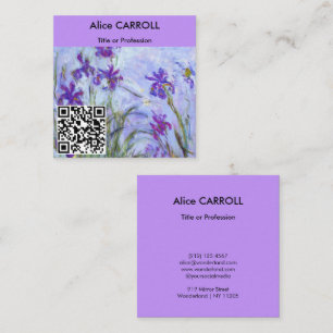 Monet - Lilac Irises / Iris Mauves - QR-Code Quadratische Visitenkarte