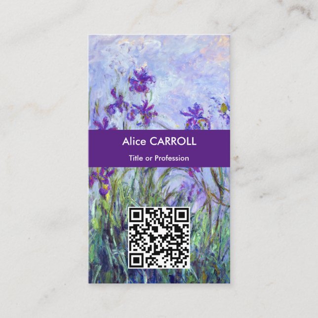 Monet - Lilac Irises / Iris Mauves - QR-Code Visitenkarte (Vorderseite)