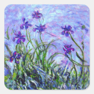 Monet Lilac Irises Quadratischer Aufkleber