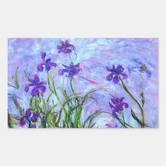 Monet Lilac Irises Rechteckiger Aufkleber (Vorderseite)