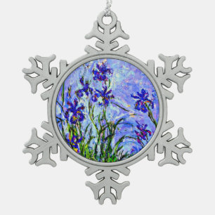 Monet - Lilac Irises, Schneeflocken Zinn-Ornament