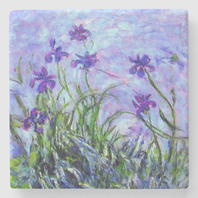 Monet Lilac Irises Steinuntersetzer (Vorderseite)