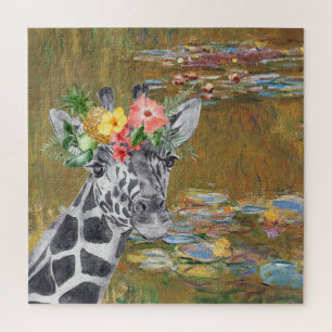 Monet Lily Pond and Giraffe Compilation Puzzle