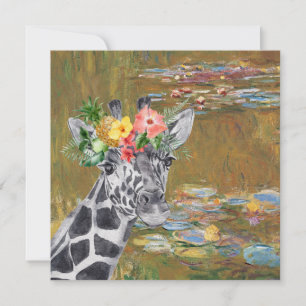 Monet Lily Pond und Giraffe Grußkarte
