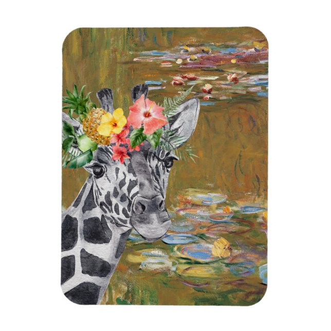 Monet Lily Pond und Giraffe Magnet (Vertikal)