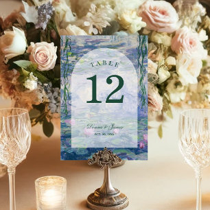 Monet malt Hochzeitsflorales Wasserlilienportal Tischnummer