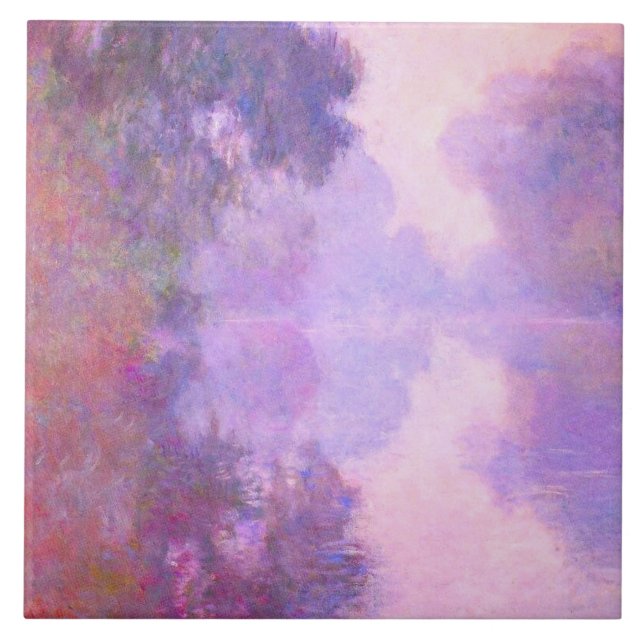 Monet - Misty Morning on Seine Fliese (Vorderseite)